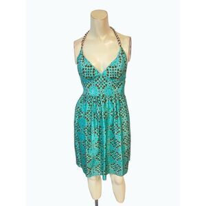 Milly New York Green Brown Silk Dress Size 0 2